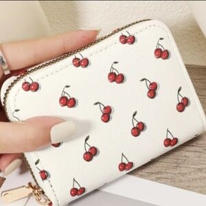 Chic Cherry Patterned White Wallet